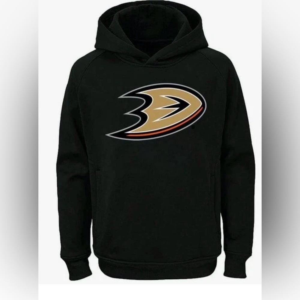 Anaheim Ducks Boys Sweatshirt Youth Medium 10 / 12 Black NHL Hockey Team Hoodie